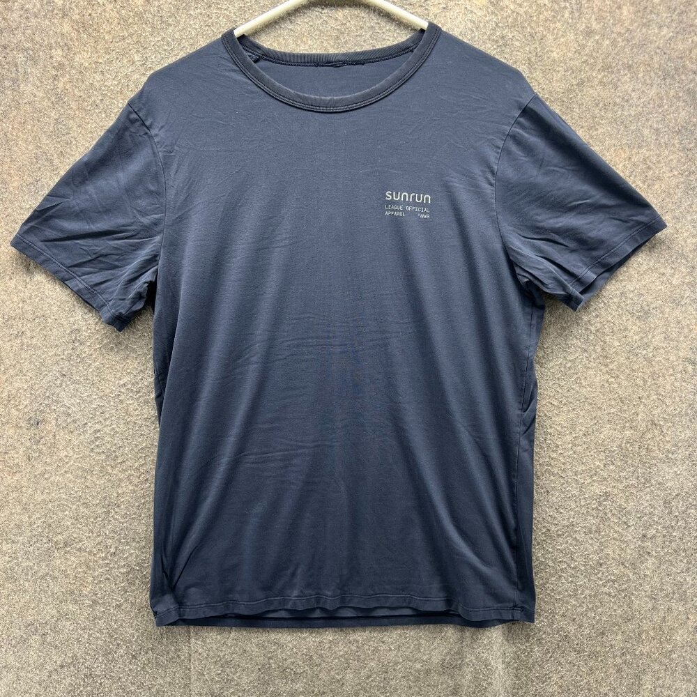 Sunrun Shirt Mens Small Navy Blue Solar Tee Short Sleeve Stretch Knit Athletic